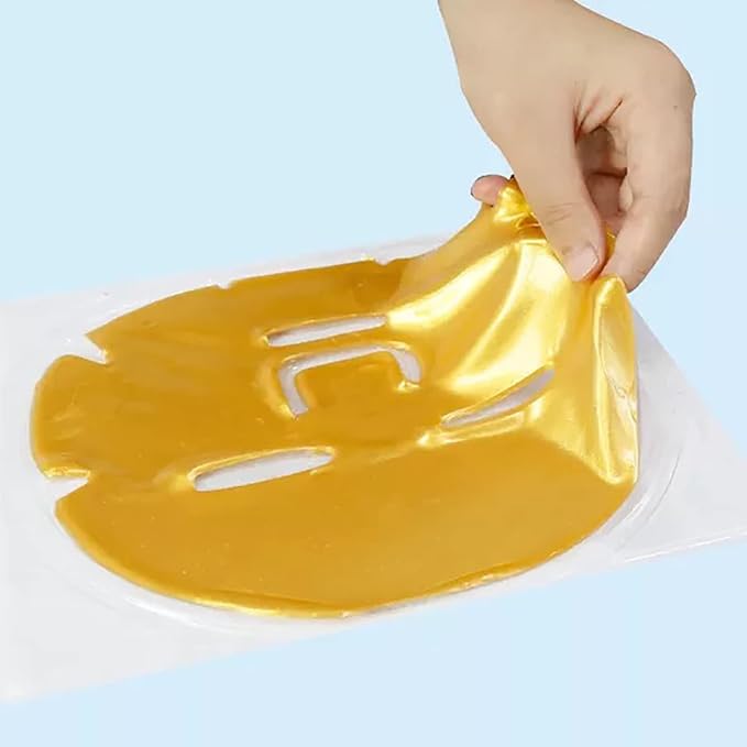 Collagen Facial Masks (10-Pc) - Vegan Gold Facial Mask - Anti Aging,Puffiness, Moisturizing, Deep Tissue Rejuvenation and Hydrates Skin