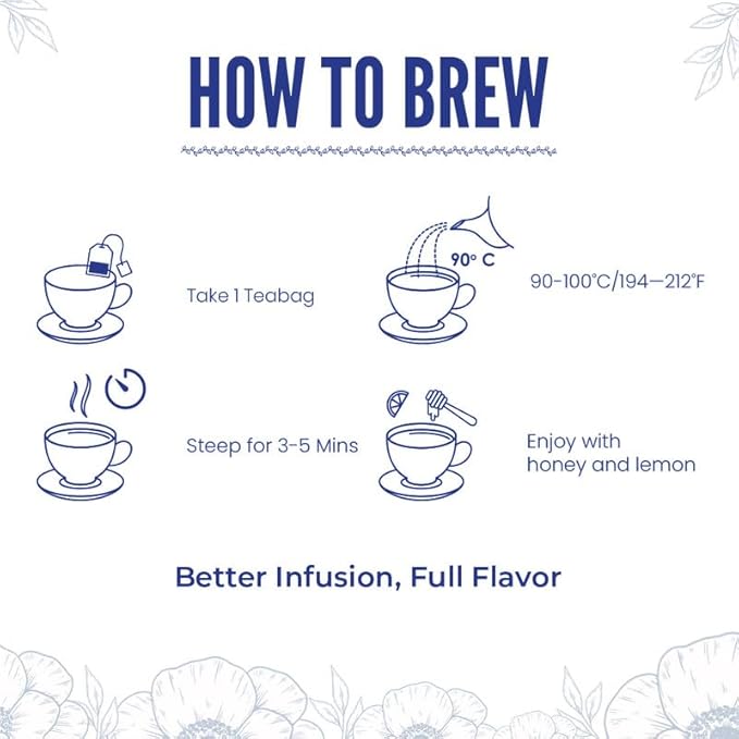 BLUE TEA - Hibiscus Assorted Tea Gift Set | 30 Count - Pyramid Plant Based Tea Bag - 6 Floral Blends | VARIETY PACK | Caffeine-Free - Flower Based - Non-Bitter - Vegan | Gifts for Him and Her