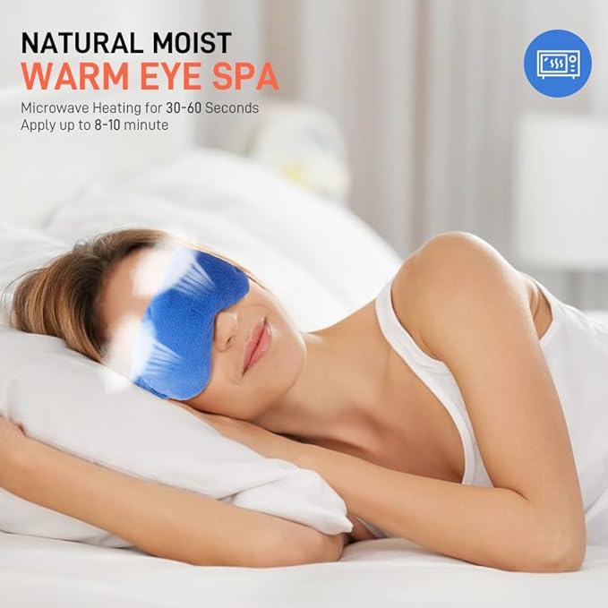 Microwave Heated Eye Mask for Dry Eyes, Moist Heat Eye Compress Weighted Warm Eye Mask for Dry Eyes, Stye Eye Treatment, Puffy Eyes, Sleeping, Relaxation, Therapy (Blue)