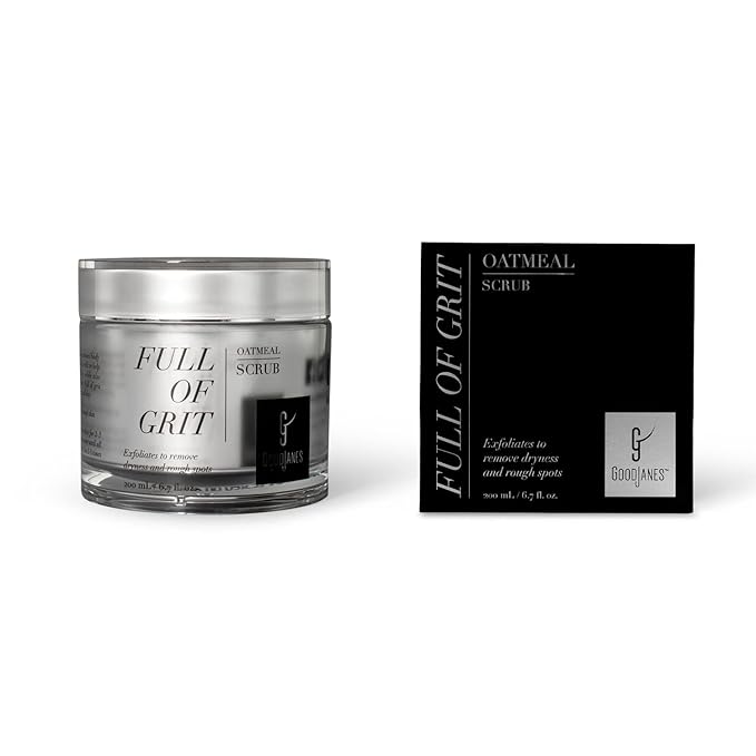 GoodJanes Full of Grit Oatmeal Body Scrub with Oat, Jojoba, Apple & Alpine Rose Stem Cells – Gently Exfoliating & Moisturizing Vegan Body Scrub for Smooth, Radiant Skin