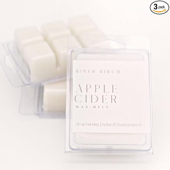 River Birch Candles 3 Pack Apple Cider Scented Clean Natural Soy Wax Melts Tarts – Total 7.5 Oz., Gift Pack, Fall Scent Made in USA