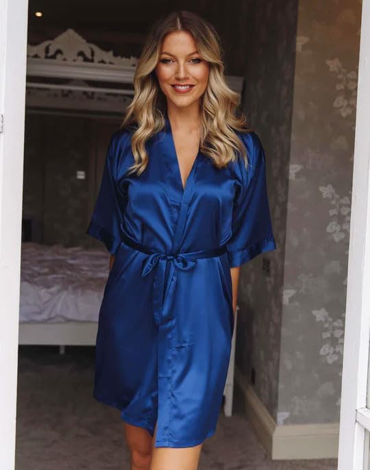 Samring Women's Bride Bridesmaids Robe Short Satin Kimono Robes for Wedding & Bridal Party Silk Bathrobes for Women