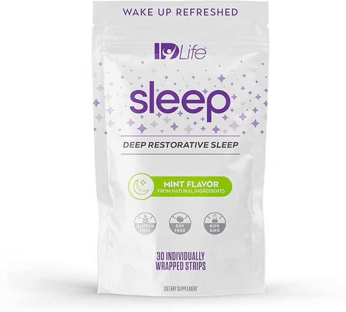 IDLife - Sleep Aid for Grown-Ups - Non-GMO - Non-Habit Forming - Gentle Blend with Melatonin, L-Theanine, and 5HTP - 30 Individually Wrapped Strips