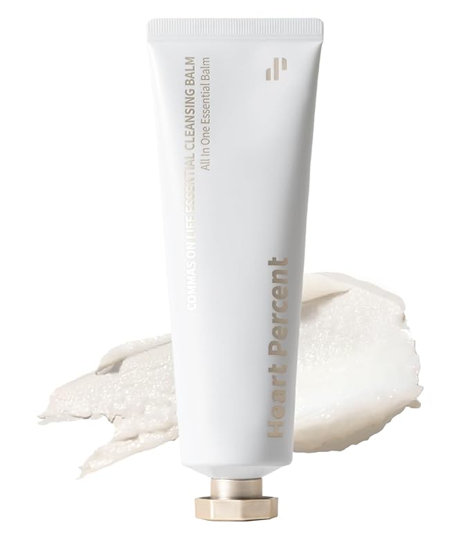 Heart Percent Commas on Life Essential Cleansing Balm, Sherbet-Oil-Milk Transforming Makeup Remover Vegan Daily Face Wash Cleanser for All Skin Types, 80ml (2.7oz)