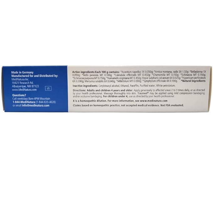 MediNatura Traumeel Ointment Topical Pain Relief for Muscle Back Injury or Exercise Related Pain & Soreness Arnica + 13 Active Ingredients - Made in Germany - 3.53 oz