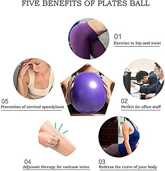 Small Exercise Yoga Ball for Pilates, Barre & Physical Therapy – Includes Air Pump, Anti-Burst, Easy to Inflate– Home & Gym Fitness Accessory