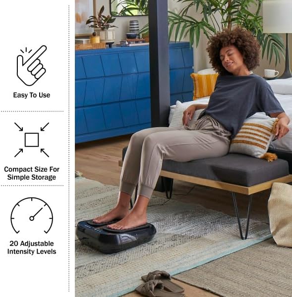 Bluestone Foot Massager – Vibrating Platform with Rotating Acupressure for Feet and Legs with Remote Control Included (Black)