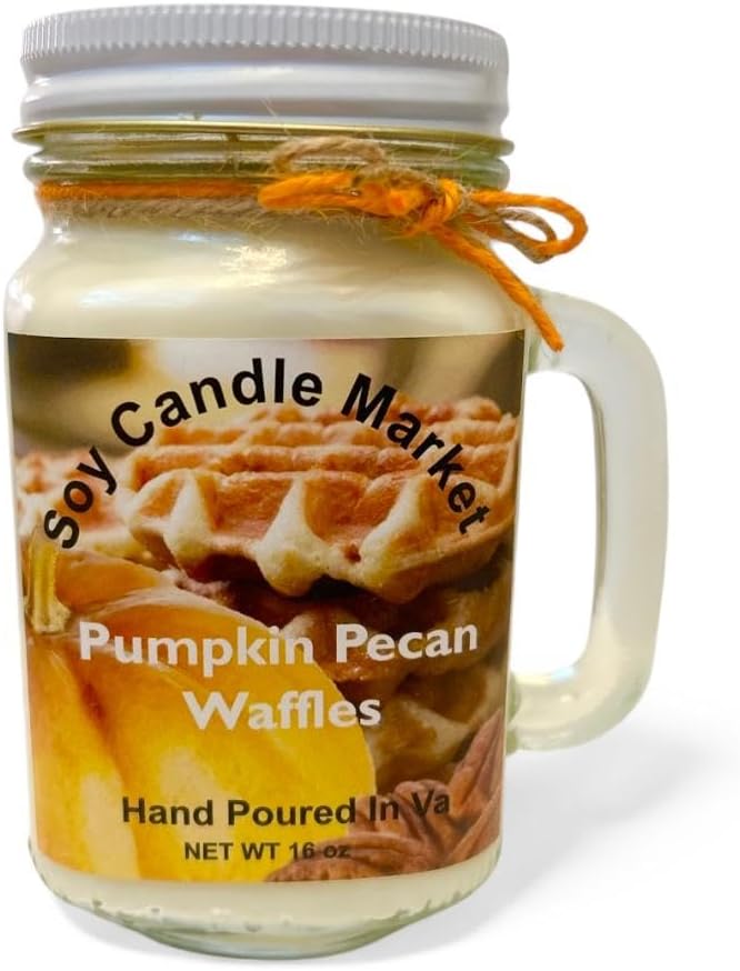 Soy Scented Candles | Handmade & Highly Aromatic Candles Burns Upto 85 Hours in Glass Jar - Perfect for Home Decor, Wedding, Birthday, Dinner (Pumpkin Pecan Waffles, 12 oz)