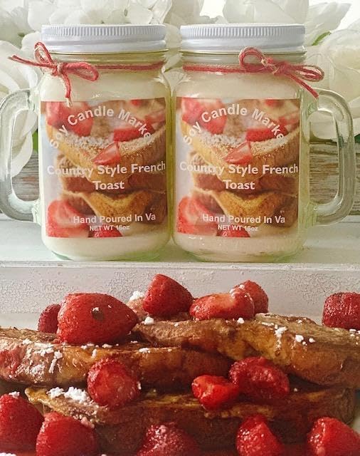 Soy Scented Candles | Handmade & Highly Aromatic Candles Burns Upto 85 Hours in Glass Jar - Perfect for Home Decor, Wedding, Birthday, Dinner (Country Style French Toast, 12 oz)