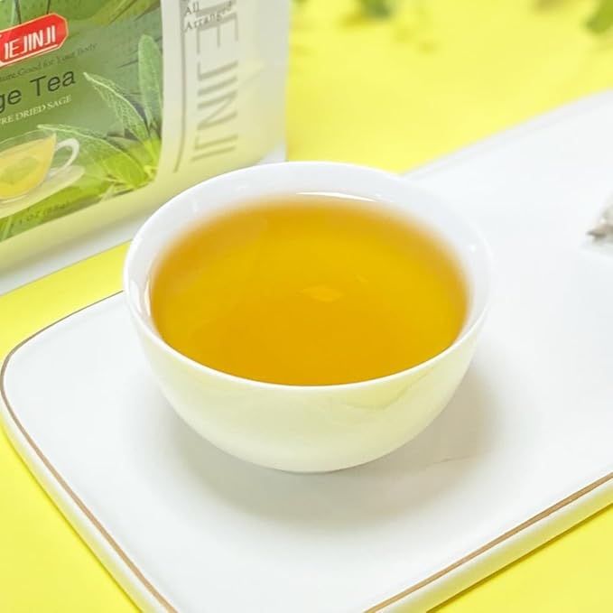 XIEJINJI Sage Tea, 40 Count, Made with 100% Natural Sage Leaves, No Additives & No Sugar & No Caffeine, Eco-Conscious Tea Bags