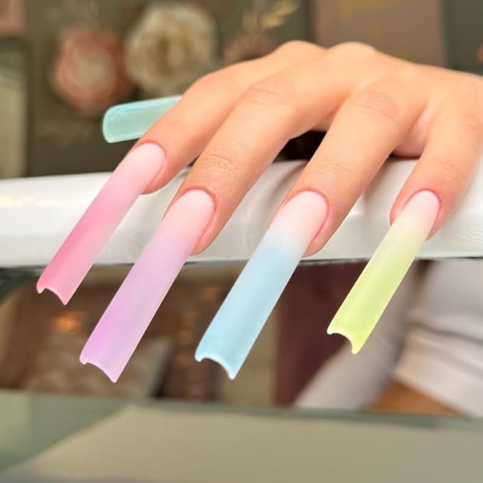 Kiara sky Nail Tips | C Curve Square Clear | 500 pieces | XXL Length | 10 Sizes