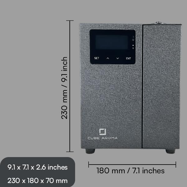 CA-500S Black Diffuser w/Fragrance - Aromatherapy Diffuser - Wall Mount Essential Oil Diffuser - WiFi & BT Control - Durable Metallic Hard Casing - Timer - Adjustable - HVAC Compatible