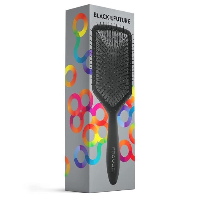 FRAMAR Black Paddle Hair Brush For Women – Wet Paddle Brush Detangler For Thick Hair Brushes For Women, Hairbrush – Reduces Breakage