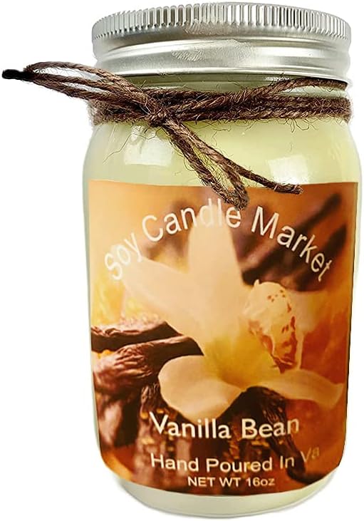 Soy Scented Candles | Handmade & Highly Aromatic Candles Burns Upto 85 Hours in Glass Jar - Perfect for Home Decor, Wedding, Birthday, Dinner (Vanilla Bean, 12 oz)