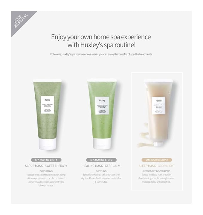Huxley Secret of Sahara Sleep Mask, Hydrating Overnight Face Mask for Dry and Dull Skin, Korean Skincare with Cactus Extract and Cica, Barrier Support, Non-Sticky Gel-Cream, 4.23 oz