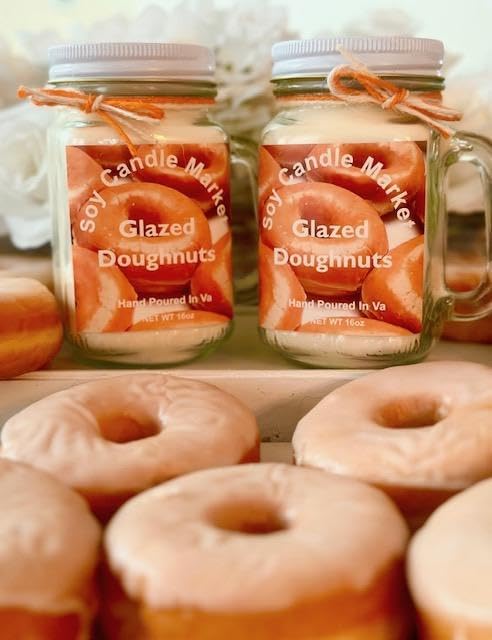 Soy Scented Candles | Handmade & Highly Aromatic Candles Burns Upto 85 Hours in Glass Jar - Perfect for Home Decor, Wedding, Birthday, Dinner (Glazed Donuts, 12 oz)
