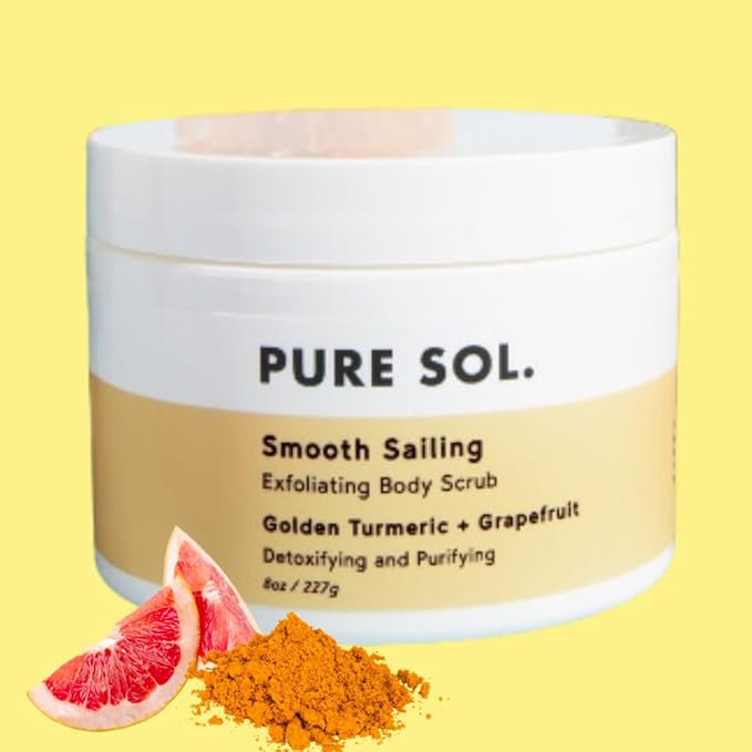 PURE SOL. Turmeric Body Scrub, Glowing, Exfoliating for Soft Healthy Skin, Exfoliated Dry DeHydrated Dead Skin, Improves Skin Texture (1 Pack)