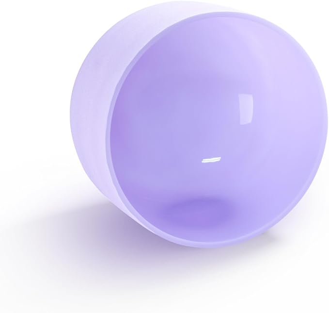Hye-eun 432hz Purple Crystal Singing Bowls Set of 7Pcs Quartz Frosted Sound Chakra Bowls with Carrying Case for Yoga Meditation Healing Percussion Instruments