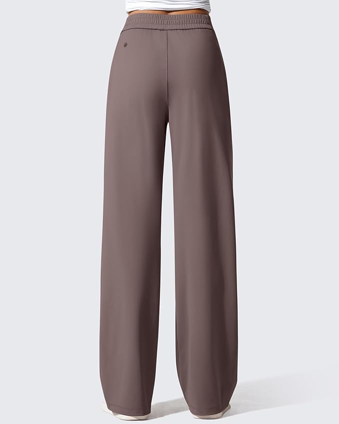 G4Free ShiftReady Women's Yoga Dress Pants with Pockets Wide Leg Business Casual Slacks High Waist Lounge Trousers