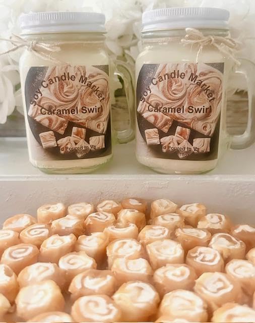 Soy Scented Candles | Handmade & Highly Aromatic Candles Burns Upto 85 Hours in Glass Jar - Perfect for Home Decor, Wedding, Birthday, Dinner (Caramel Swirl, 12 oz)