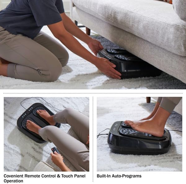 Bluestone Foot Massager – Vibrating Platform with Rotating Acupressure for Feet and Legs with Remote Control Included (Black)