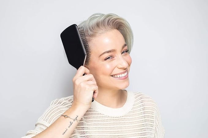 FRAMAR Black Paddle Hair Brush For Women – Wet Paddle Brush Detangler For Thick Hair Brushes For Women, Hairbrush – Reduces Breakage