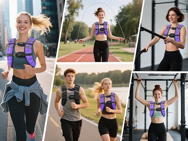 Weighted Vest, 6lb/8lb/12lb/16lb/20lb/30lb for Men, Women with Reflective Stripe, Weight Vests Adjustable for Workout, Strength Training, Running, Fitness, Muscle Building, Weight Loss