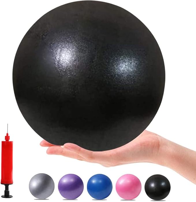 Small Exercise Yoga Ball for Pilates, Barre & Physical Therapy – Includes Air Pump, Anti-Burst, Easy to Inflate– Home & Gym Fitness Accessory