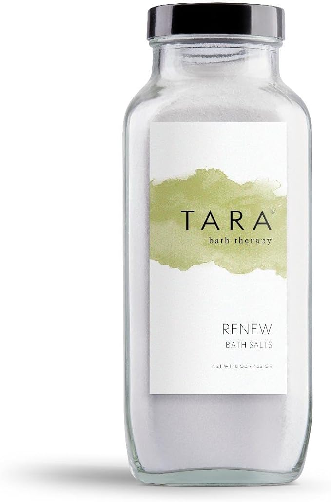 TARA Spa Therapy Renew Bath Salts – Uplifting Aromatherapy Soak with Lemongrass & Peppermint – 100% Pure Essential Oils – 16 oz