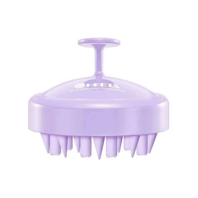 HEETA Hair Scalp Massager Brush, Updated Scalp Exfoliator with Soft Silicone Bristles, Wet & Dry Head Massager Washing Tool for Women, Men, Kids, Lavender Purple