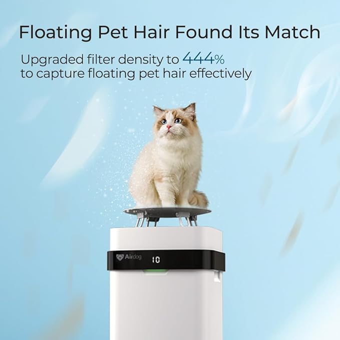 Airdog Air Purifier for Home Pets Air filters Covers Up to 1614 Ft² TPA Technology Filter with Air Quality Display,Quiet Air Cleaner with Washable Filter,Remove Dust Smoke Odor,Smart Control