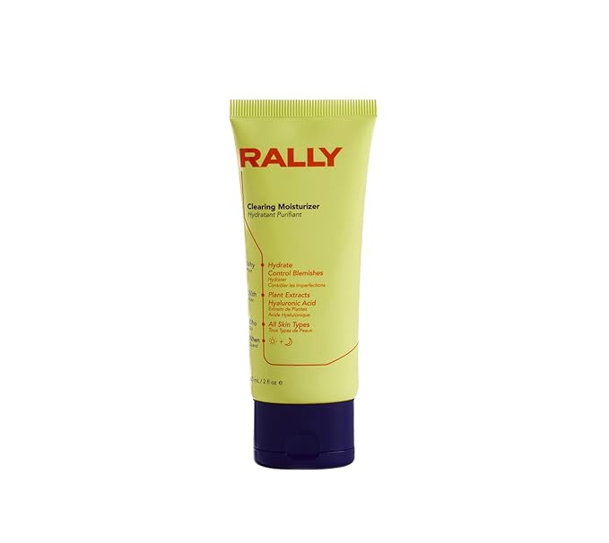 RALLY Plant-Based Gel Cream Facial Moisturizer | Hydrate + Soothe | Control Oil + Clear Breakouts | Healthy Skin for Teens + Athletes 2 OZ