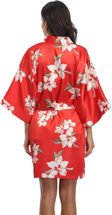 Women's Pure Short Silky Robes Bridesmaid Bride Party Satin Robes Sleepwear