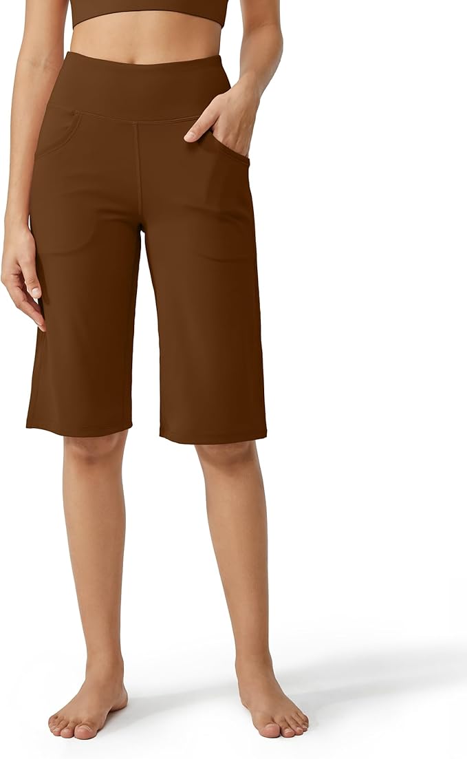 Promover Capri Pants for Women Wide Leg Yoga Cropped Pants with Pockets Loose Casual Summer Pants