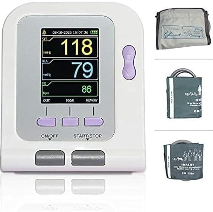 CONTEC-08A Blood Pressure Monitor-Automatic Digital BP Machine with 3 Sizes Cuff for Home Use,Large LCD Display,for 3 User 3x100 Memory