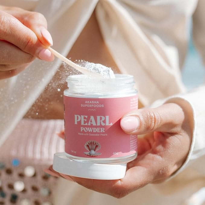 Akasha Superfoods Pearl Powder, Supports Collagen Production, Blend Into Drinks, Smoothies, or Skincare, Source of Calcium, Amino Acids, & Minerals, Gentle on Sensitive Skin, Gluten Free, 1.4 Oz