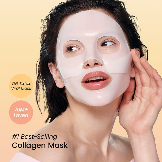 BIODANCE Collagen Glass Skin Duo: Collagen Real Deep Mask & Pore Perfecting Peptide Cream Bundle for Plumping Hydration, Firming, Korean Skincare Set, Daily Routine Kit, Pink Duo