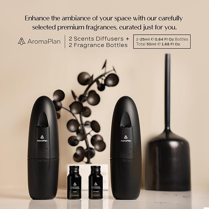 AromaPlan Authentic 2025 Upgraded Smart Plug in Waterless Diffuser (2 Fragrances Included)-Cold Air & Nanotechnology Diffusers for Home & Office- Silent Wall Diffuser Plug in (2 Devices +2 Scents)