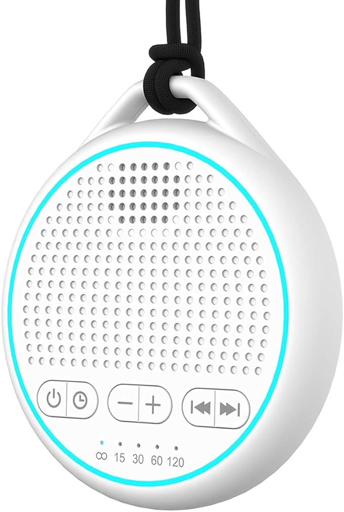 White Noise Sound Machine with 25 Soothing Natural Sounds Rechargeable Battery Portable for Travel 32 Volume Levels 5 Timers Compact Size for Baby Kids Adults Sleeping (White-Upgrade)
