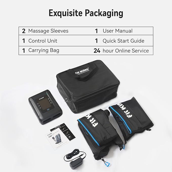 FIT KING Professional Air Compression Leg Recovery Compression System, Rechargeable Portable Recovery Boots Pneumatic Compression Device, Fast Recovery & Improved Circulation for Athletes (Large)