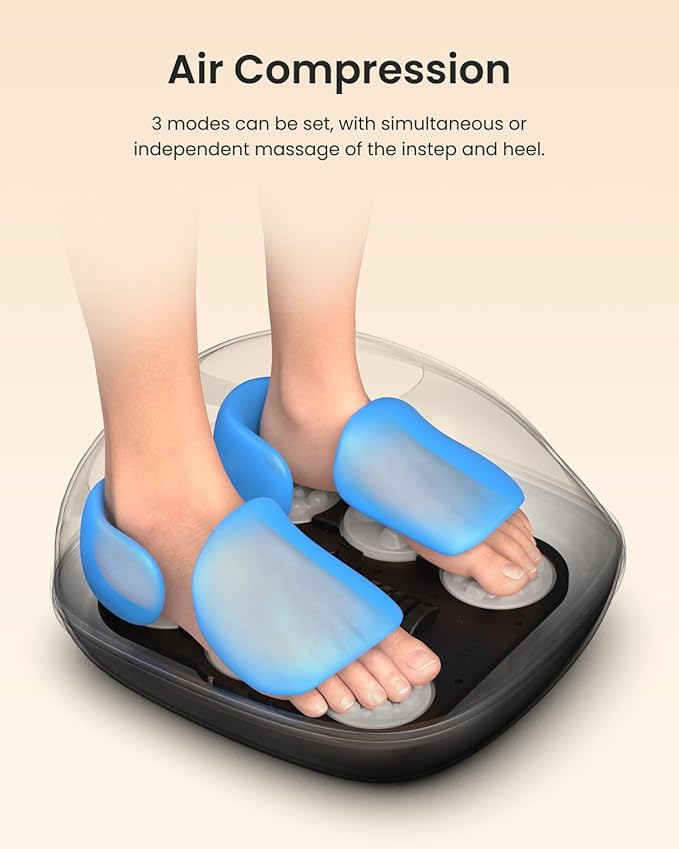 RENPHO Foot Massager Machine with Heat, 3 Air Compression Modes & Levels, Full-Foot Kneading Shiatsu Foot Massage for Plantar Fasciitis & Neuropathy, Gifts for Women & Men Size up to 13