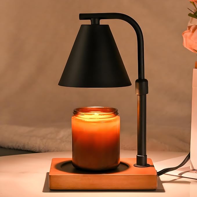 SOKCVSEA Candle Warmer Lamp - Birthday Gifts for Women Candle Lamp Warmer with Timer Height Adjustable, House Warming Gifts New Home Decor, Wax Melt Candle Warmer with 2 Bulbs 1-Black