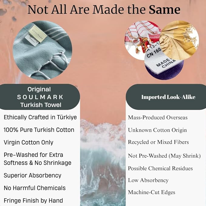 SOULMARK 100% Cotton Turkish Beach Towel with Bag - 38"x71" - 4 Pack - Made in Green & Oeko TEX Certified - Pre-Washed and Sand Free - Quick Dry and Lightweight for Travel - Made in Turkey - Purple