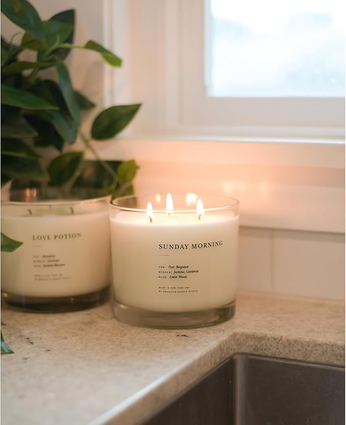 Brooklyn Candle Studio Sunday Morning XL 3 Wick Candle - Luxury Scented Candle, Vegan Soy Wax, Hand Poured in The USA, 100 Hour Slow Burn Time - 27oz