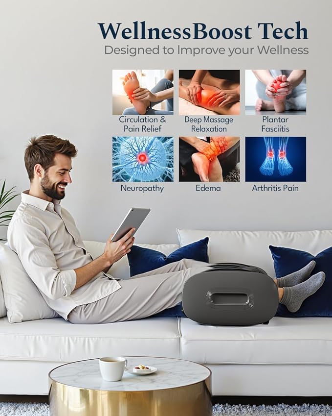 HomeCare Shiatsu Foot Massager with Heat & Ice Therapy - Gray, Deep Kneading for Plantar Fasciitis & Neuropathy Relief, Adjustable Intensity, Feet/Leg/Calf/Ankle at Home/Office,Gifts for Women, Men