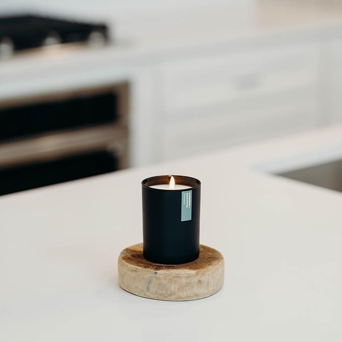 Calyan Wax Co. Soy Wax Candle, Evergreen + Eucalyptus Scented Candle, 75 Hour Burn Time, Aromatherapy Soy Candles, Non Toxic & Vegan Soy Wax, Black Tumbler Scented Candles, 10.2oz