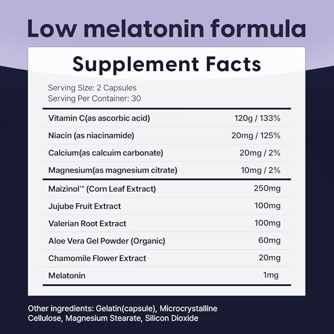 Univera 1mg Melatonin, Natural Dreams, Botanical & Herbal Ingredients, Support Sleep Quality, Refresh Morning, 250mg Maizinol, Sleep Aid (60 Capsules, 30 Day Supply)