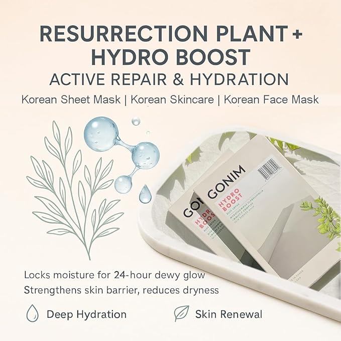 GONIM Face Mask Korean Skin Care with Hyaluronic Acid & Collagen Activation- Face Masks Skincare Hydration, Moisturizing Sheet Mask, Travel Essentials, Korean Face Mask 30ml x10 Sheets
