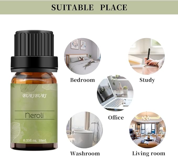 Neroli Organic Essential Oil 100% Pure, Undiluted, Natural, Aromatherapy Orange Blossom Oils 10ML