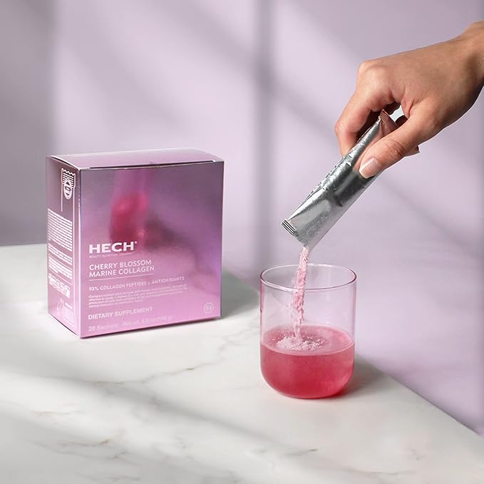 Cherry Blossom Marine Collagen - Drink Sachets for Youthful Glow with 4,600 mg of Marine Collagen and an Antioxidant Matrix with Natural Plant Extracts